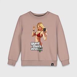 Свитшот хлопковый детский GTA V: Selfie, цвет: пыльно-розовый