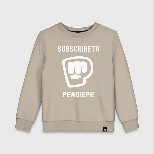 Детский свитшот Subscribe to PewDiePie / Миндальный – фото 1