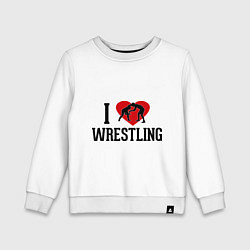 Свитшот хлопковый детский I love wrestling, цвет: белый