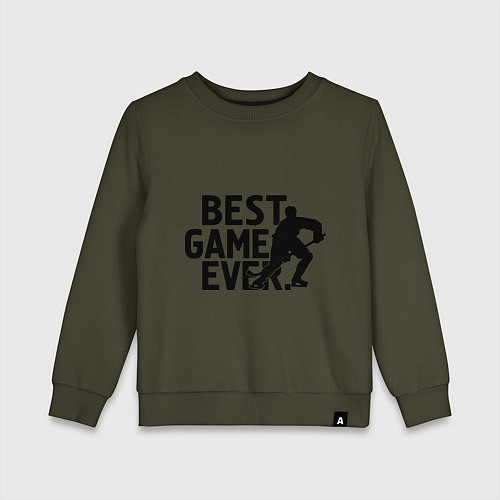 Детский свитшот Hockey - best game / Хаки – фото 1