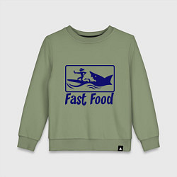 Свитшот хлопковый детский Shark fast food, цвет: авокадо