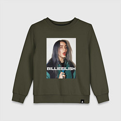 Свитшот хлопковый детский Billie Eilish, цвет: хаки