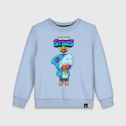 Свитшот хлопковый детский BRAWL STARS LEON SHARK, цвет: мягкое небо