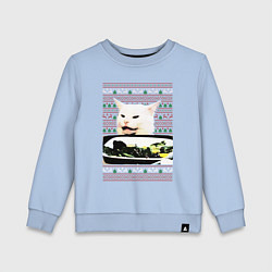 Свитшот хлопковый детский Woman Yelling at a Cat, цвет: мягкое небо