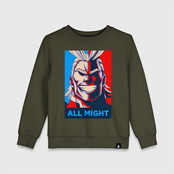 Свитшот хлопковый детский MY HERO ACADEMIA All might, цвет: хаки