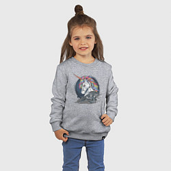 Свитшот хлопковый детский Единорог Rock, цвет: меланж — фото 2