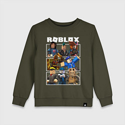 Свитшот хлопковый детский ROBLOX, цвет: хаки