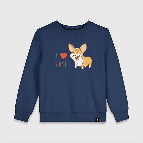 Детский свитшот I LOVE CORGI / Тёмно-синий – фото 1