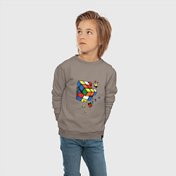 Свитшот хлопковый детский Кубик Рубика, цвет: утренний латте — фото 2
