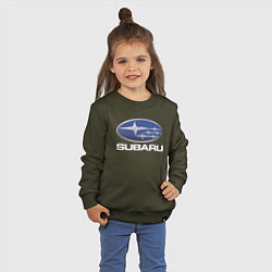 Свитшот хлопковый детский SUBARU, цвет: хаки — фото 2