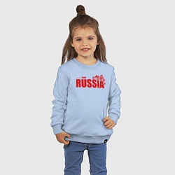 Свитшот хлопковый детский Russia, цвет: мягкое небо — фото 2