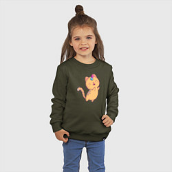 Свитшот хлопковый детский Котик - Единорожик, цвет: хаки — фото 2