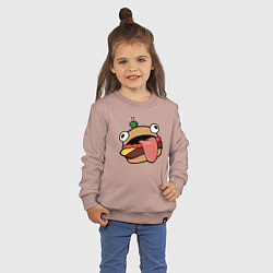 Свитшот хлопковый детский Fortnite Burger, цвет: пыльно-розовый — фото 2