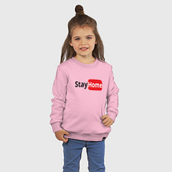 Свитшот хлопковый детский Stay Home, цвет: светло-розовый — фото 2