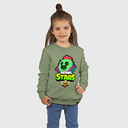 Свитшот хлопковый детский BRAWL STARS SPIKE, цвет: авокадо — фото 2