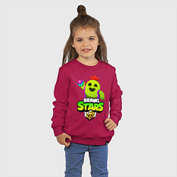 Свитшот хлопковый детский BRAWL STARS SPIKE, цвет: маджента — фото 2