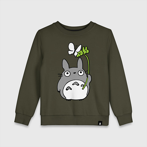 Детский свитшот Totoro и бабочка / Хаки – фото 1