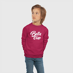 Свитшот хлопковый детский Bella Ciao, цвет: маджента — фото 2