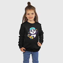 Свитшот хлопковый детский Панда скейтер, цвет: черный — фото 2