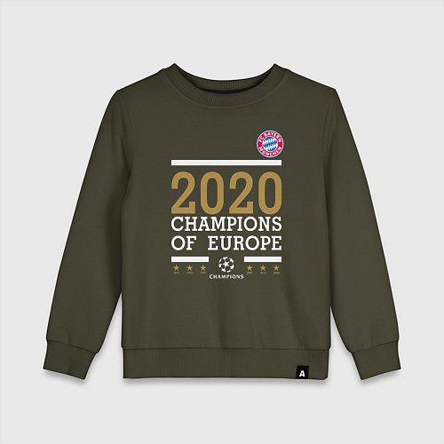 Детский свитшот FC Bayern Munchen Champions of Europe 2020 / Хаки – фото 1