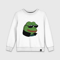 Свитшот хлопковый детский Pepe в очках EZ, цвет: белый