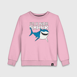 Свитшот хлопковый детский Im A Nice Shark, цвет: светло-розовый