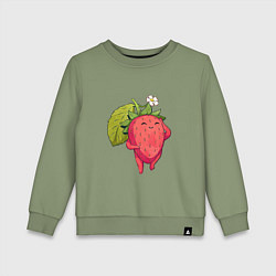 Свитшот хлопковый детский Довольная клубника, цвет: авокадо