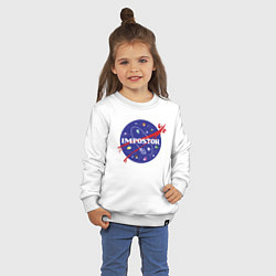 Свитшот хлопковый детский IMPOSTOR NASA, цвет: белый — фото 2