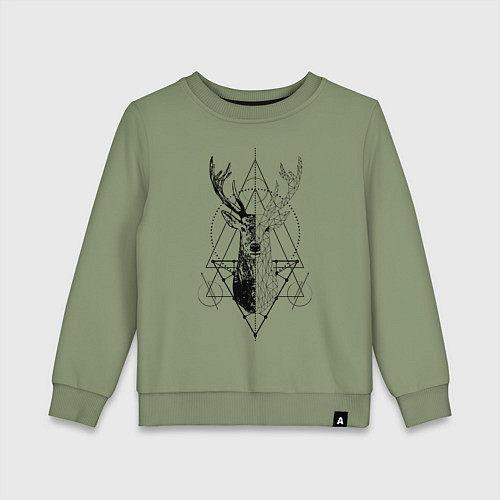 Детский свитшот Polygonal deer / Авокадо – фото 1