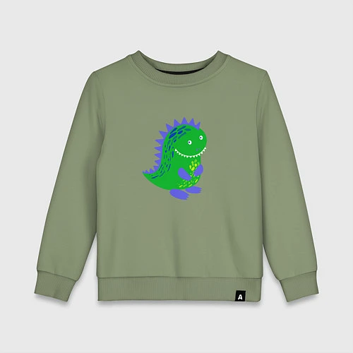 Детский свитшот Зеленый дракончик-динозаврик / Авокадо – фото 1