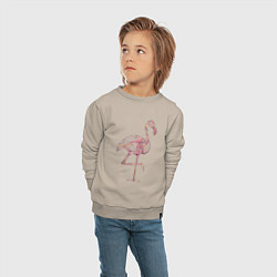 Свитшот хлопковый детский Узорчатый фламинго, цвет: миндальный — фото 2