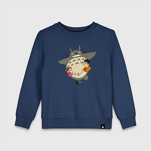 Детский свитшот Тоторо и девочки / Тёмно-синий – фото 1