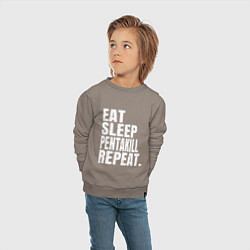 Свитшот хлопковый детский EAT SLEEP PENTAKILL REPEAT, цвет: утренний латте — фото 2