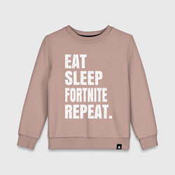 Свитшот хлопковый детский EAT SLEEP FORTNITE REPEAT, цвет: пыльно-розовый