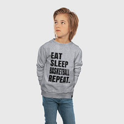 Свитшот хлопковый детский EAT SLEEP BASKETBALL REPEAT, цвет: меланж — фото 2