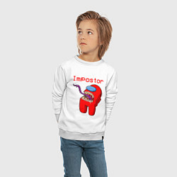 Свитшот хлопковый детский AMONG US - IMPOSTOR, цвет: белый — фото 2