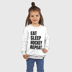 Свитшот хлопковый детский EAT SLEEP HOCKEY REPEAT, цвет: белый — фото 2