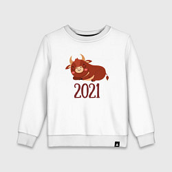 Свитшот хлопковый детский Год быка 2021, цвет: белый