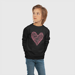 Свитшот хлопковый детский Сердце День святого Валентина, цвет: черный — фото 2