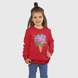 Свитшот хлопковый детский Букет цветов в рожке, цвет: красный — фото 2