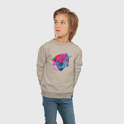 Свитшот хлопковый детский Сказочный Единорог в цветах, цвет: миндальный — фото 2