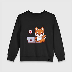 Детский свитшот Cute fox and laptop