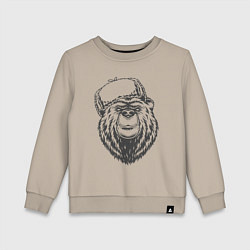 Свитшот хлопковый детский Русский медведь в зимней шапке, цвет: миндальный