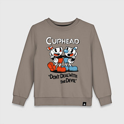 Свитшот хлопковый детский Cuphead, Dont deal with devil, цвет: утренний латте