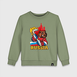 Свитшот хлопковый детский Хоккей Россия, цвет: авокадо