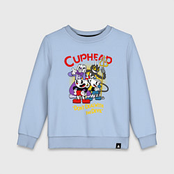 Свитшот хлопковый детский Cuphead, главные герои, цвет: мягкое небо