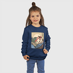 Свитшот хлопковый детский Cat Kong versus Godzilla Kaiju, цвет: тёмно-синий — фото 2