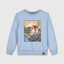 Свитшот хлопковый детский Cat Kong versus Godzilla Kaiju, цвет: мягкое небо