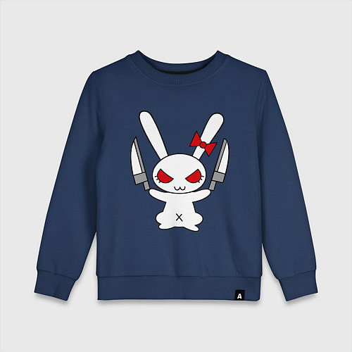Детский свитшот Зайка с ножами / Тёмно-синий – фото 1