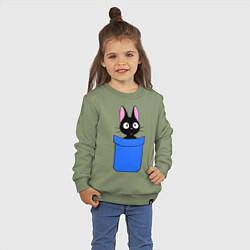 Свитшот хлопковый детский Котенок в кармане, цвет: авокадо — фото 2